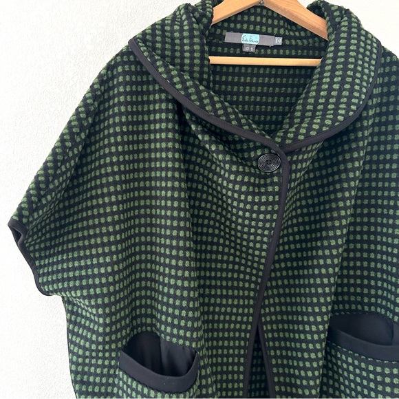 Anthropologie Eva Franco Green Black Knit Cocoon Cape Cardigan Cozy Roomy XS/S - Picture 5 of 8